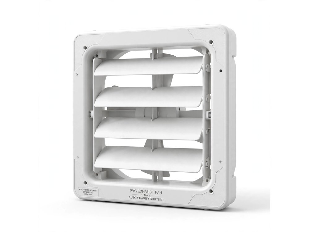 PVC Exhaust Fan — Auto Shutter — Fans & Ventilation product photo from Al Fazza Integrated Services catalogue