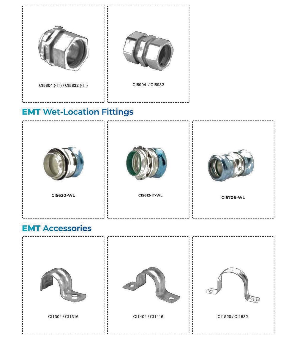 EMT Compression Fittings & Wet-Location Fittings — Cable Management System product photo from Al Fazza Integrated Services catalogue