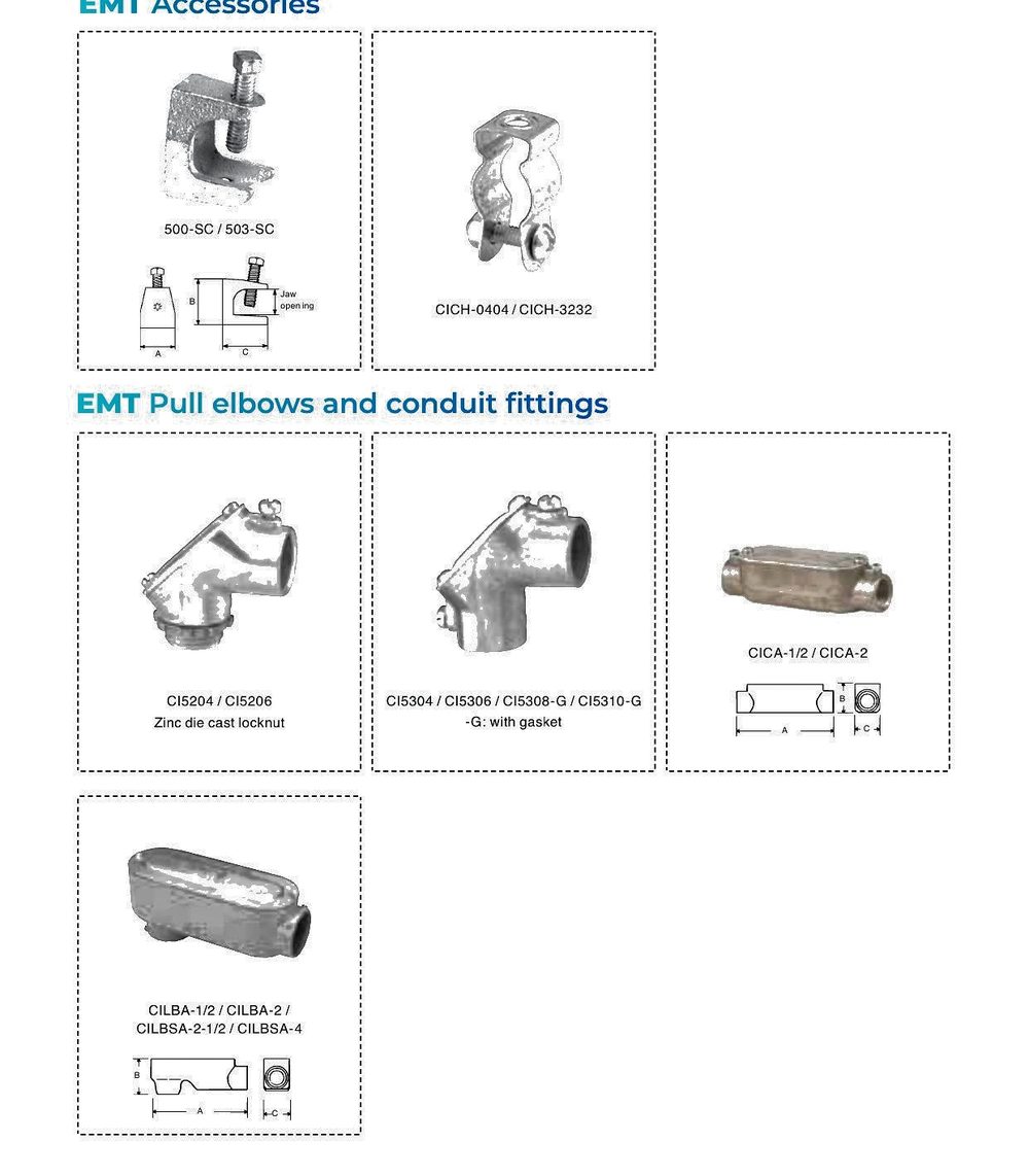 EMT Fittings, Elbows & Locknuts — Cable Management System product photo from Al Fazza Integrated Services catalogue