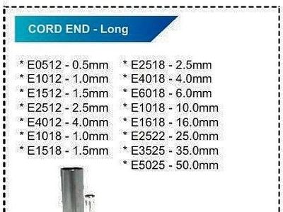 Cord End Ferrules — Long Barrel — Insulated Terminals — Al Fazza Integrated Services